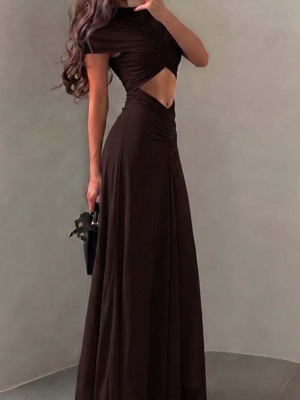 Brown Glamorous Women's Maxi See-Through Bodycon Cocktail Dress - Picture 7 of 10